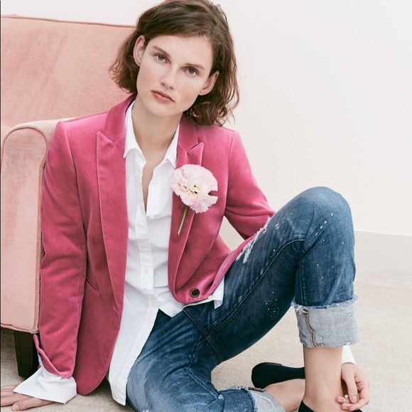 J.Crew Parker Pink Velvet Blazer - Picture 2 of 8